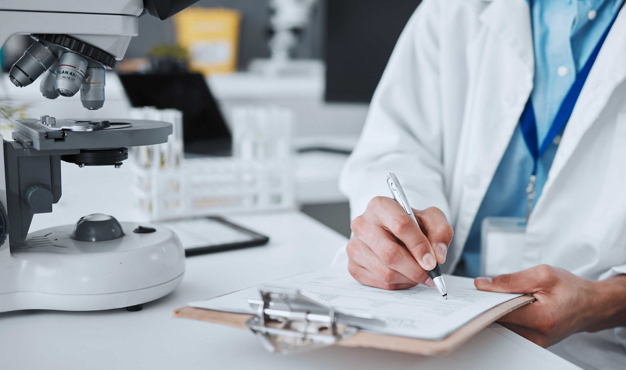 Mouse in gloved hand